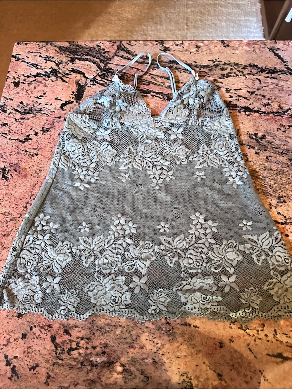 Vintage y2k Victoria's Secret Lace Chemise night dress in Light Sage Green